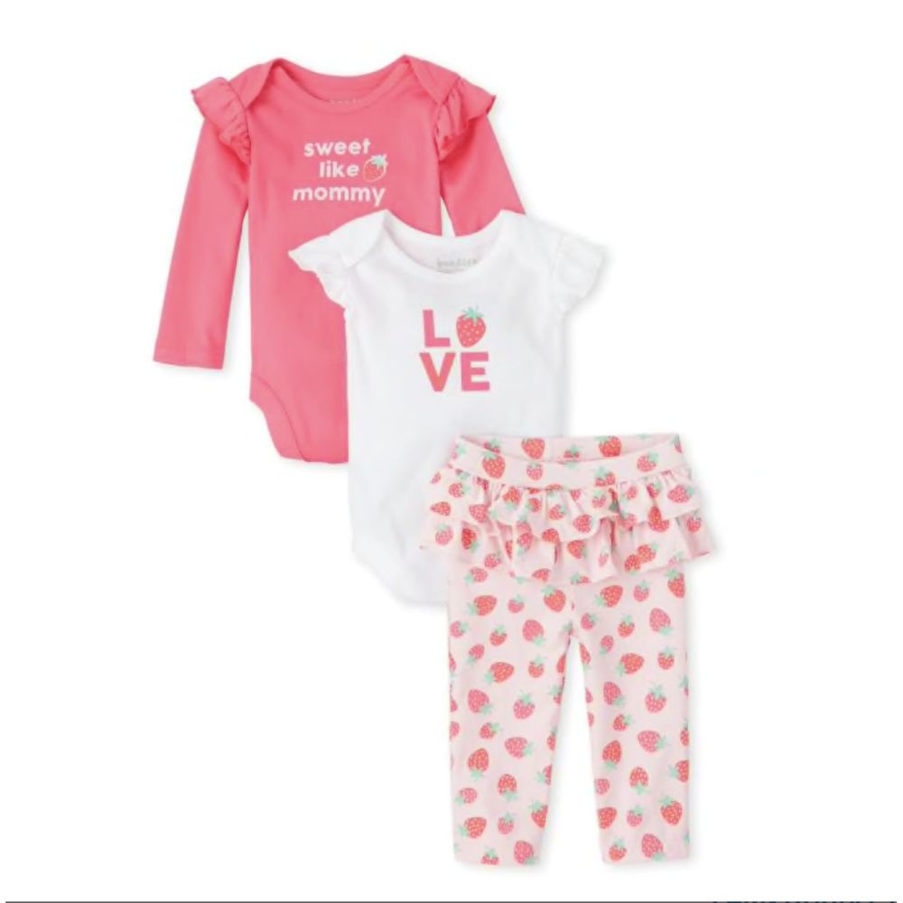 Floral Baby Girls Strawberry 3-Piece Size 12-18 M